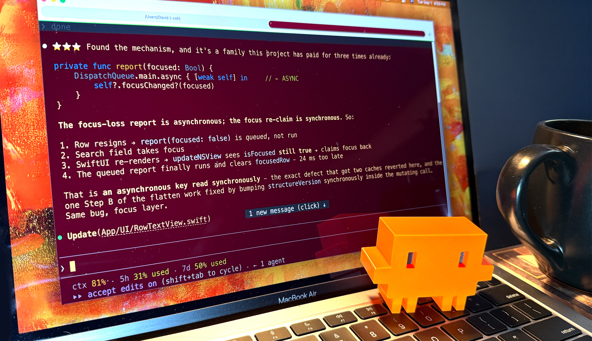 A developer debugging AI-generated code on a laptop, illustrating the careful manual work required after vibe coding an application